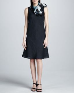 Womens Linen Dress & Scarf Set   Turquoise (MEDIUM/8 10)