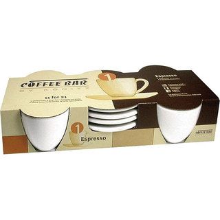 Konitz Coffee Bar Espresso 2 oz White Cups/ Saucers (set Of 4)