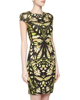 Floral Print Stretch Dress, Yellow/Beige