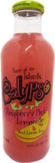Calypso RASPBERRY PINK LEMONADE "Harry Belafonte says it's cool in pink", 20 Ounce Glass Bottle (Pack of 12)  Grocery & Gourmet Food