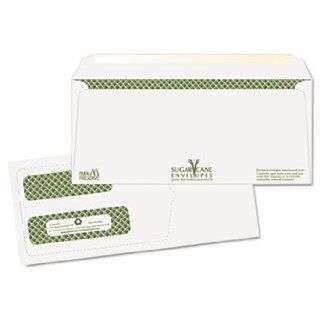 Envelopes made from sugarcane Bagasse paper.   QUALITY PARK PRODUCTS * Bagasse Sugarcane Envelope, Window, #10, White, Sec Tint, 1000/Carton  Large Format Envelopes 