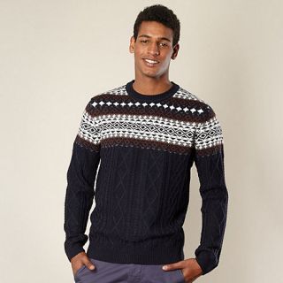 Red Herring Blue cable knit fairisle jumper