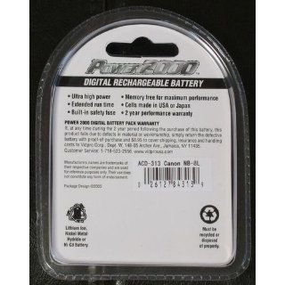 Power2000 NB 8L Replacement Lithium Ion Battery, 3.6 volt 1000mAh, for Canon Powershot A3000IS & A3100 IS Digital Cameras  Digital Camera Batteries  Camera & Photo