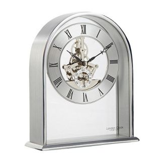 Silver charm skeleton mantel clock