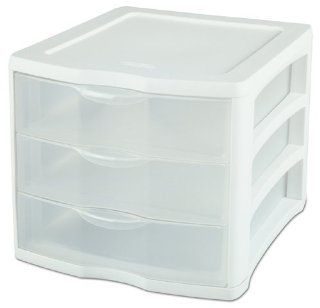 Sterilite 17918004 3 Drawer Clear View Unit with White Frame and See Through Drawers, 4 Pack   Storage Drawer Units