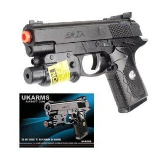 UKARMS M K068 AIRSOFT LEATHAL WEAPON TYPE GUN (BLACK OR 2 TONE  COLOR SENT AT RANDOM) FPS140 SIZE 6.5" WITH LASEr Toys & Games