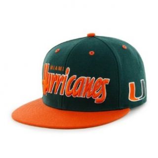 University of Miami Hurricanes Embroidered Flat Billed Snapback Cap by Forty Seven Brand Clothing