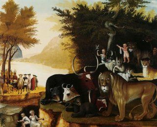 CANVAS The Peaceable Kingdom 1837 by Edward Hicks 20" X 24" Image Size Reproduction on CANVAS. Several more sizes available   Prints