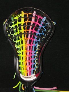 Gait Torque 3 Traditional Custom Strung Black Lacrosse Head TOR3HU  ONE OF A KIND Custom pocket made up of several different bright and neon colors.  Sports & Outdoors