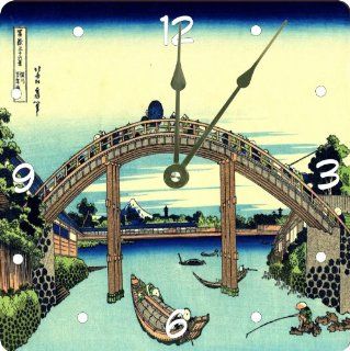 Rikki KnightTM Katsushika Hokusai Art Fuji seen throught eh Mannen Bridge Design 13" Art Wall Clock  