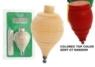CLASSIC trompo SPINNING WOOD TOP BUNDLE (2 TOPS FOR ONE PRICE) YOU GET ONE WOOD AND ONE COLORED TOP   COLOR SENT AT RANDOM Toys & Games