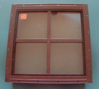 Shed Window Square 12" x 12" Brown Flush Mount with Safety Glass  Window Treatment Vertical Blinds  