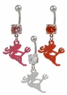 316L Surgical Steel Orange Bad Girl She Devil Mudflap Solitaire Belly Button Ring   Sold Individually Jewelry