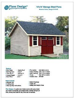 14' x 14' Reverse Gable Roof Style Shed Plans Design # D1414G, Material List and Step By Step Included   Woodworking Project Plans  
