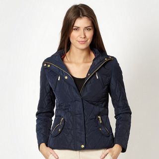 Maine New England Navy quilted zip detail short jacket