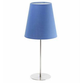 Litecraft Small White Table Lamp with Blue Shade