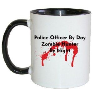 Mashed Mugs   Police Officer By Day Zombie Hunter By Night   Coffee Cup/Tea Mug (White/Black) Kitchen & Dining
