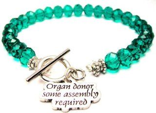 Organ Donor Some Assembly Required Teal Crystal Beaded Toggle Bracelet ChubbyChicoCharms Jewelry