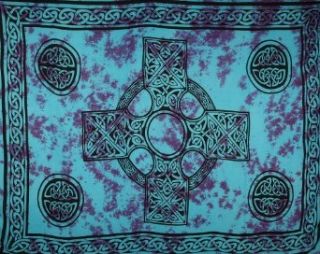 Celtic Sarong   Blue and Purple Tie Dye Cross   Color Mary Vary Slightly Fashion Swimwear Cover Ups