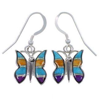 Sterling Silver Multicolor Jewelry Butterfly Hook Earrings RS32600 SilverTribe Jewelry