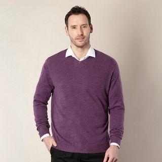Thomas Nash Dark purple V neck knitted jumper