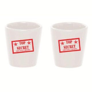 Mashed Mugs   Top Secret (Soon To Be A Grandma)/Top Secret (Soon To Be A Grandpa)   2 Pack Ceramic Shot Glasses Kitchen & Dining