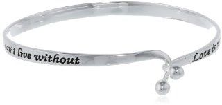 Sterling Silver "Love Is Not Finding Someone You Can Live with, Its Finding Someone You Can't Live without" Catch Bangle Bracelet Jewelry