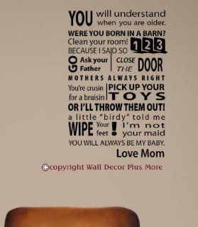 Love Mom Wall Sticker Vinyl Decal 20Hx13.5W Quotes Phrases Lettering Subway Art   Chocolate Brown   Wall Decals Paint Like Surface