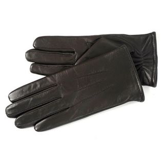 Isotoner Chocolate three point leather gloves with fleece lining