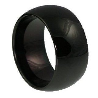 12mm Classic Dome Black Tungsten Ring Mens Tungsten Ring Jewelry