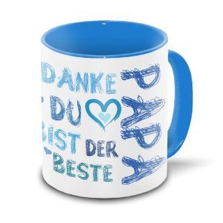 Tasse mit Motiv "Danke Papa" weiss/blau zum Vatertag Küche & Haushalt