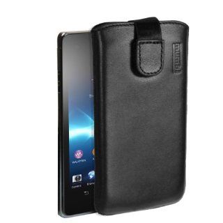 mumbi ECHT Ledertasche Sony Xperia V Tasche Leder Etui   Lasche mit Rckzugfunktion Ausziehhilfe Elektronik