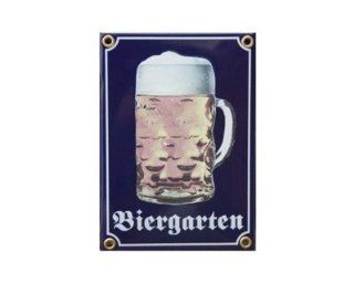 Bierkrug Biergarten Masskrug Emaille Wappen Email Schild ca. 12 x 17 cm Küche & Haushalt