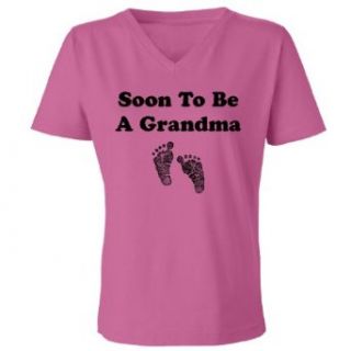 So Relative Soon To Be A Grandma (Baby Footprints) Women's V Neck T Shirt Clothing