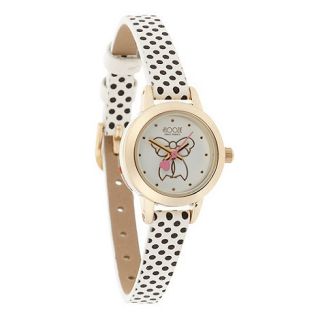 Floozie by Frost French Ladies white polka dot strap watch