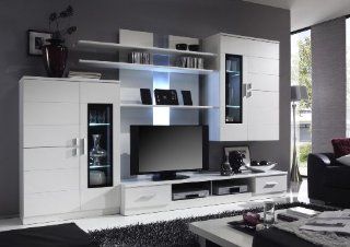Angebot 1183 moderne und schne Wohnwand   TV Wand   Schrank   wei Melamin   Vitrine mit LED Beleuchtung Küche & Haushalt