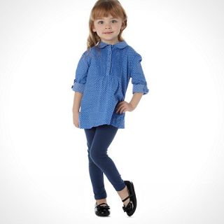 bluezoo Girls blue spotted tunic and leggings set