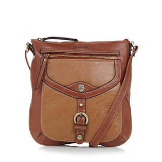 Mantaray Tan owl trim cross body bag