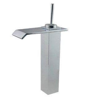 Aubig JN 8136 Quadratisch Badewanne Badezimmer Waschbecken aus Glas mit Wasserfall Wasserhahn Einhebel Baumarkt