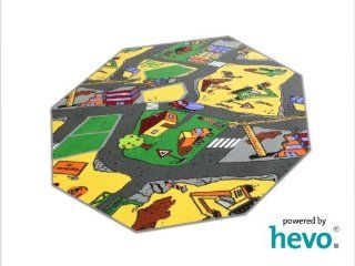 Baustelle gelb HEVO  Teppich  Spielteppich  Kinderteppich 200 cm Achteck Küche & Haushalt