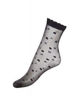 Black Semi Sheer Spotted Socks