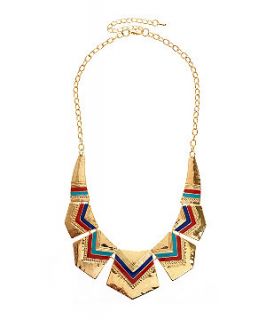 Gold Red and Blue Chevron Necklace