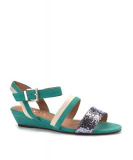 Ravel Turquoise Glitter Mid Wedge Sandals