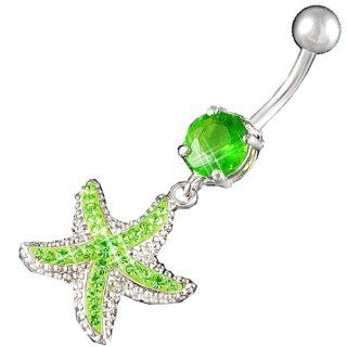 1,6mm 10mm Bauchnabelpiercing baumeln Kristall Stahl Swarovski Peridot Ohr Bananabell BGGH Schmuck