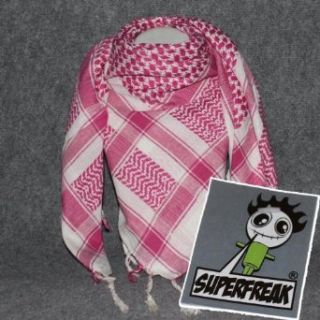 Superfreak PalituchPLO Schal100x100 cmPali Palstinenser Arafat Tuch100% Baumwolle, Farbe weiss/rosa Bekleidung