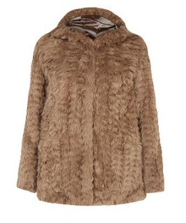 Brown Faux Fur Hooded Coat