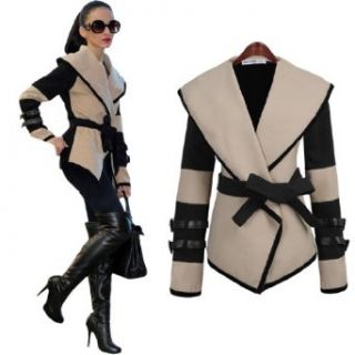 Miusol NEU Damen Jacke Mantel mit Grtel Gro gro Reverskragen revers Outwear Coat Gr36 44 (36/S) Bekleidung