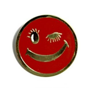Kleine Anstecknadel   Smiley Rot Bekleidung