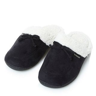 Isotoner Black borg lined mule slippers