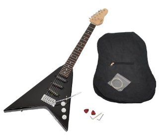 ts ideen Black Arrow Pfeil Design E Gitarre mit 3 Single Coils, Tremolo und Zubehr (Tasche, Saiten) Musikinstrumente